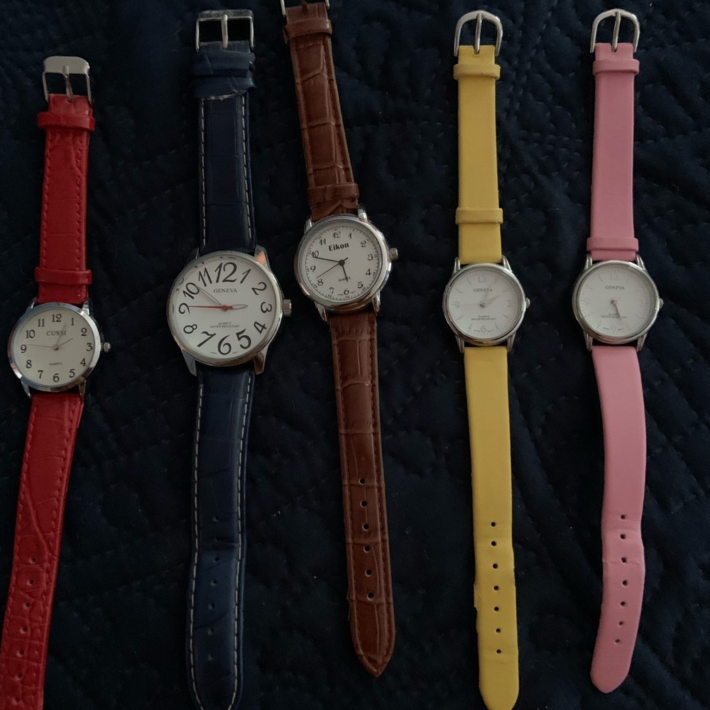 Women's Colorful Leather Strap Watches